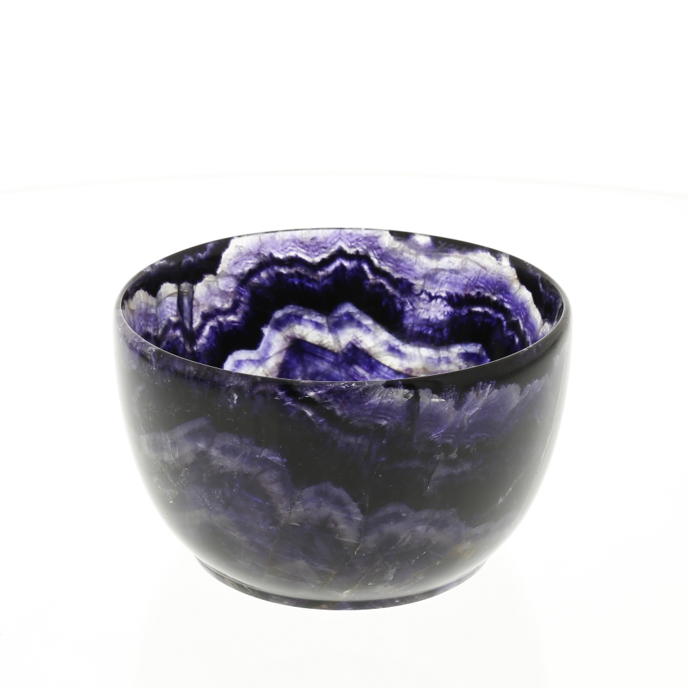 A Blue John bowl. Treak Cliff Blue VeinSold by Treak Cliff Cavern Of hemispherical form with good