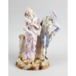 A late 19th century Continental figure group Modelled as a courting couple in 18th century