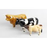 Five Beswick studies of cows and bulls. To include 'Ch. Clayboy Leegwater', 'Ch. Coddington Hilt