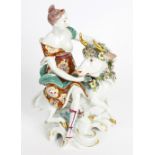 A 19th century Sampson porcelain figure of Europa and The Bull. She seated upon the bull and wearing