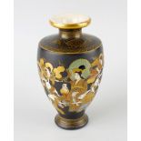 An unusual Japanese satsuma vase, of tapering shouldered form with short flared neck, finely