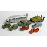 A box containing a mixed selection of Dinky and other die cast models vehicles. To include a