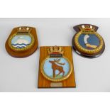 Ten hand painted moulded and other ships crests. Dundas, Sheffield, Hardy, Charity, Grimsby,