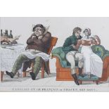An early 19th century French caricature 'L'Anglais et le Francais, ou Chacun son gout, depiting a