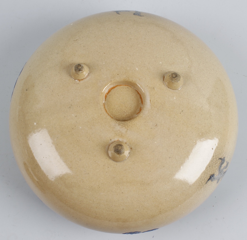 A Japanese Meiji period pottery koro, raised upon three small conical feet, with domed pierced - Image 2 of 2