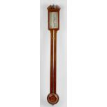 A George III mahogany stick barometer, Thomas Rich, Cheltenham, circa 1800. The silvered two-piece