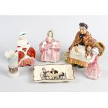 Four Royal Doulton figures, comprising 'The Old Lavender Seller' HN1571, 'Bo Peep' HN1811, 'Peggy'