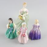 A group of four Royal Doulton figures, comprising 'Clarissa' HN2345, 'Tinkerbell' HN1677, 'Marie'