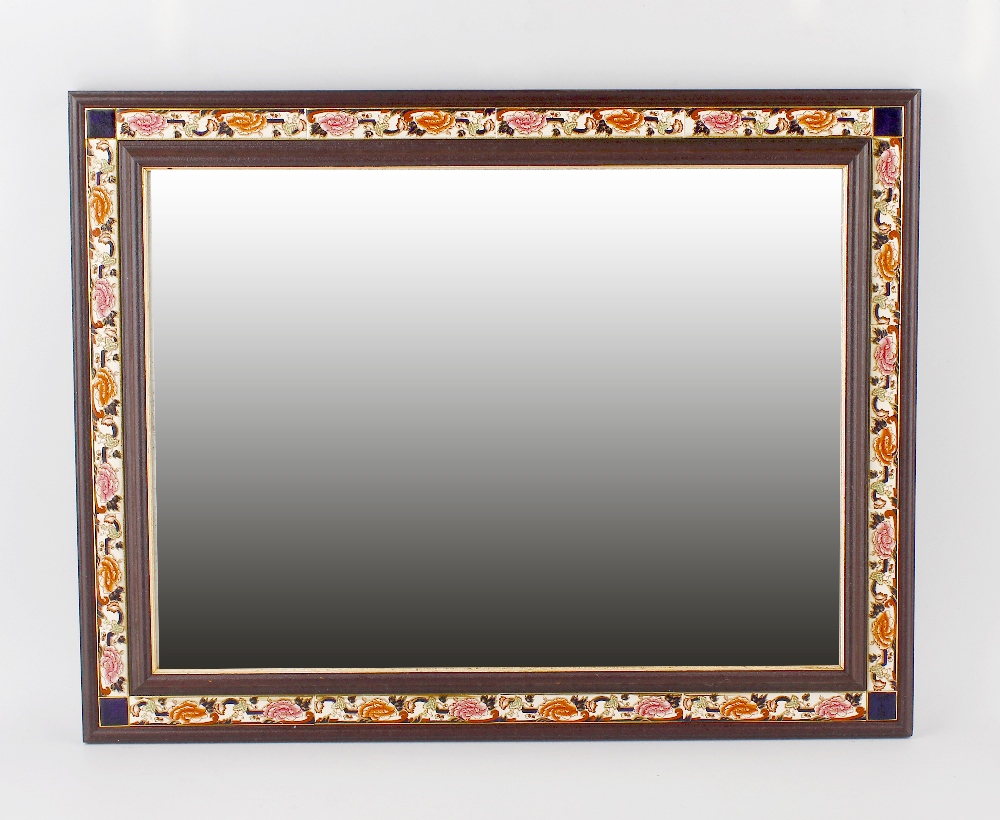 Two Mason's Ironstone wall mirrors, each of rectangular form having border of pink and orange