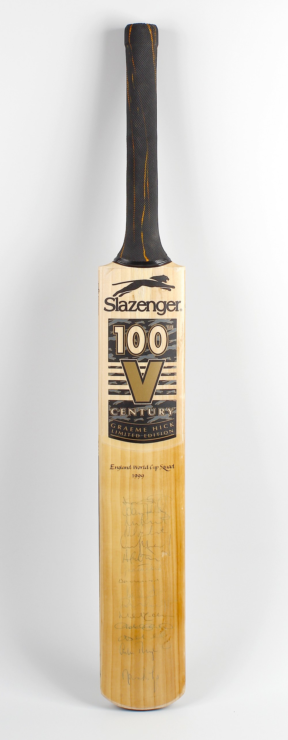 A signed 1999 World Cup cricket bat The Slazenger V100 Century Graeme Hick Limited Edition bat,
