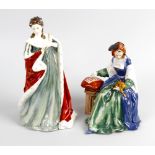 Two Royal Doulton figures. 'Queen Anne' HN3141 numbered 1654 beneath, and 'Catherine of Aragon'