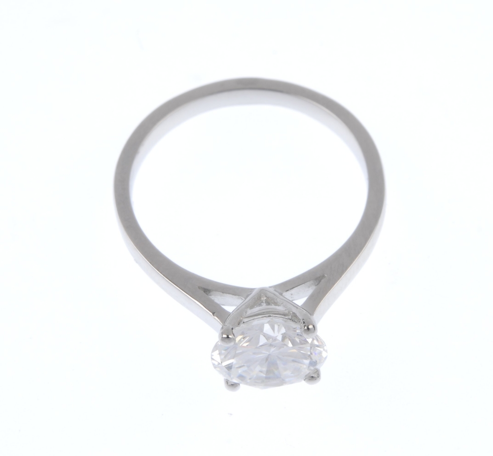 A platinum diamond single-stone ring. The brilliant-cut diamond, weighing 1.87cts, to the plain - Image 2 of 5