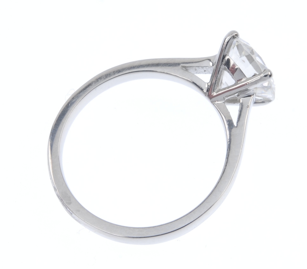 A platinum diamond single-stone ring. The brilliant-cut diamond, weighing 1.87cts, to the plain - Image 4 of 5