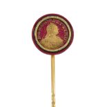 FABERGE (attributed to) - a pre-revolutionary enamel Elizabeth of Russia 1756 Poltina stickpin.