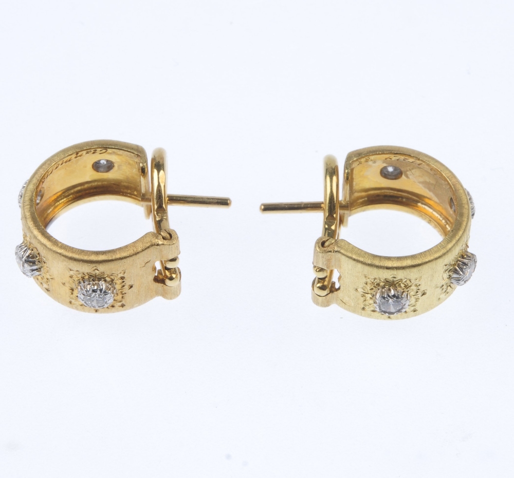 GIANMARIA BUCCELLATI - a pair of diamond ear hoops. Each of bi-colour design, comprising four - Image 2 of 3