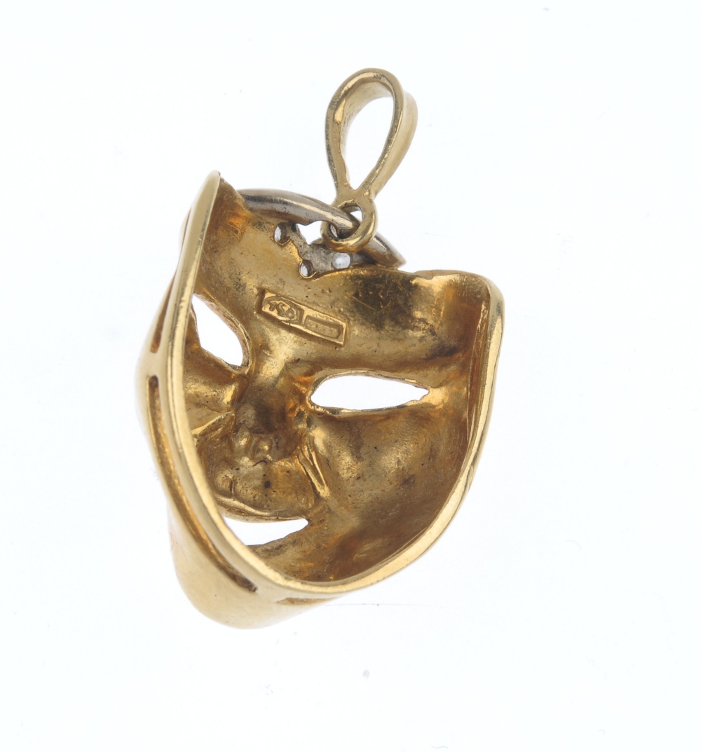 A diamond mask pendant. Designed as a smiling face, with single-cut diamond chevron highlight, - Image 2 of 2