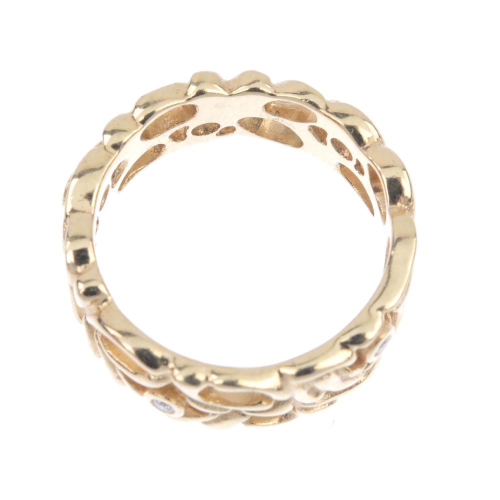 PANDORA - a 14ct gold diamond band ring. Of openwork foliate design, with brilliant-cut diamond - Image 3 of 3