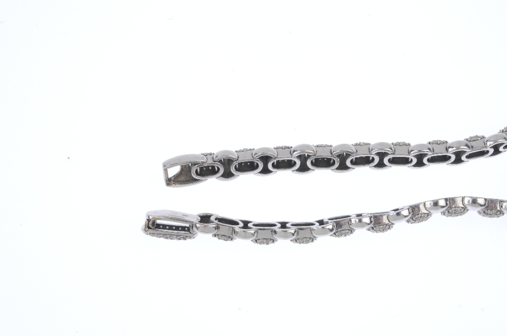 An 18ct gold diamond bracelet. Designed as a series of pave-set diamond links, with curved-link - Image 3 of 4