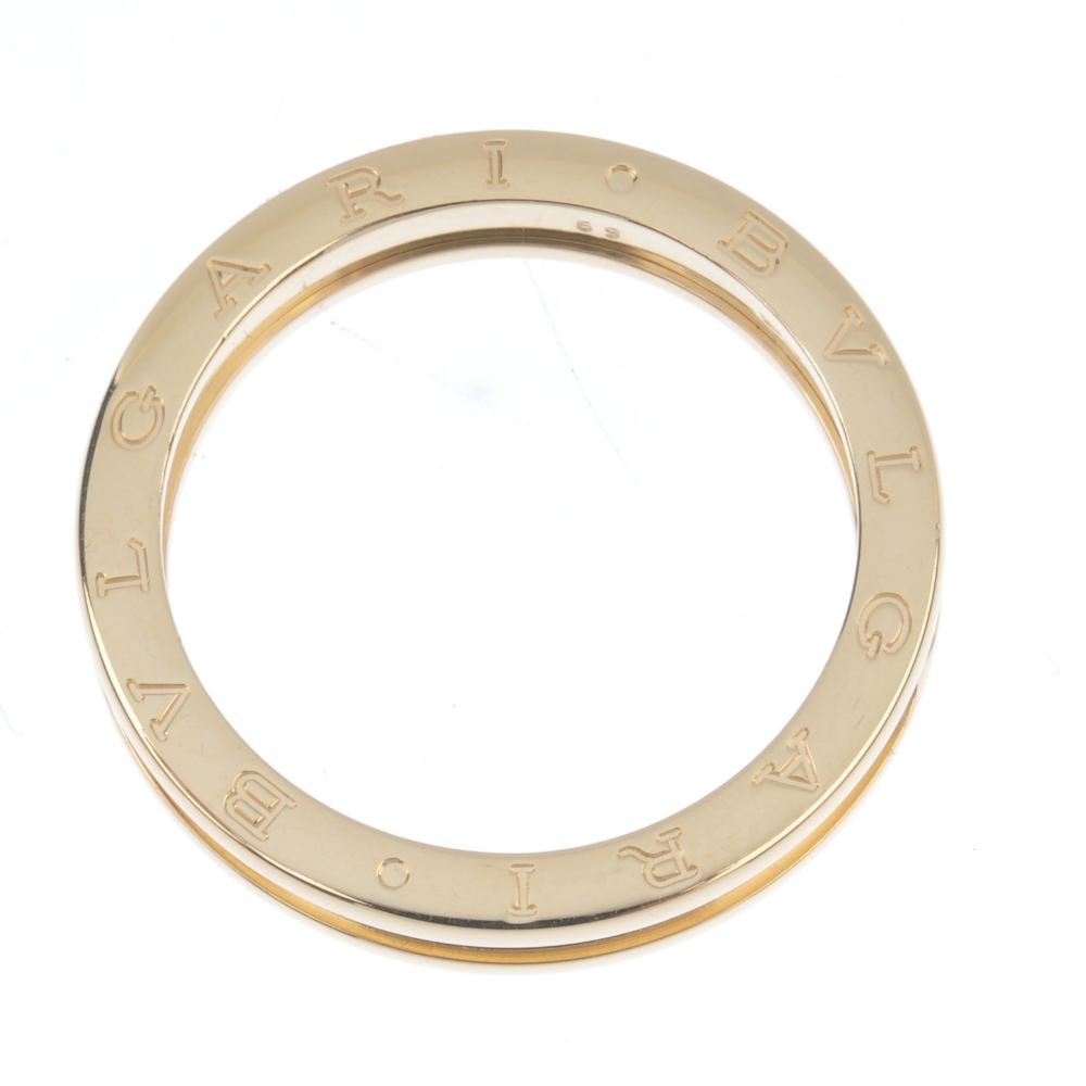 BULGARI - a 'B.Zero1' ring. Designed as a plain band, with raised border, to the Bulgari logo sides. - Image 2 of 3