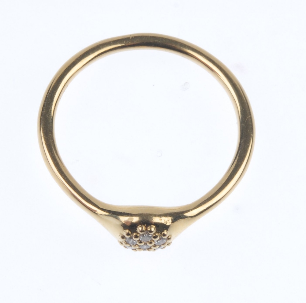 PANDORA - an 18ct gold diamond 'lovepod' ring. The brilliant-cut diamond cluster, to the tapered - Image 3 of 3