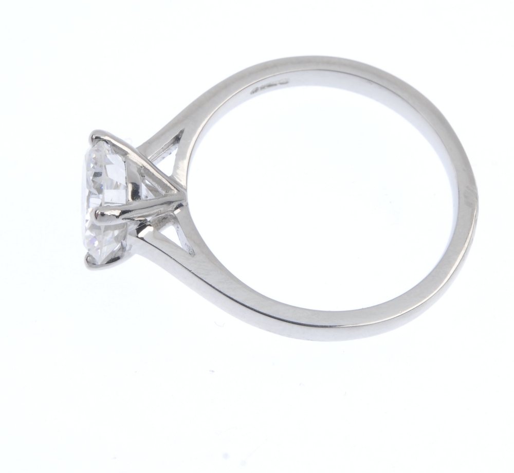 A platinum diamond single-stone ring. The brilliant-cut diamond, weighing 1.87cts, to the plain - Image 3 of 5