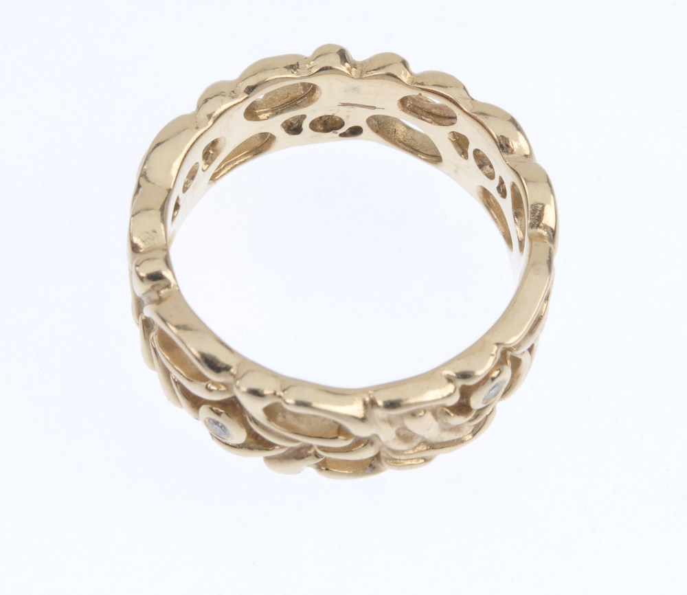 PANDORA - a 14ct gold diamond ring. Of openwork foliate design, with brilliant-cut diamond collet - Image 3 of 3