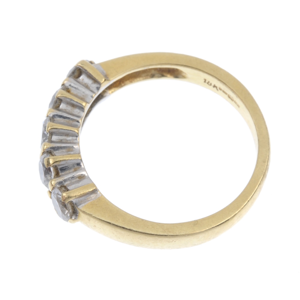 An 18ct gold diamond five-stone ring. The brilliant-cut diamond line, to the tapered band. Total - Image 3 of 4