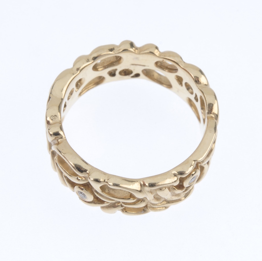 PANDORA - a 14ct gold diamond ring. Of openwork foliate design, with brilliant-cut diamond collet - Image 2 of 3