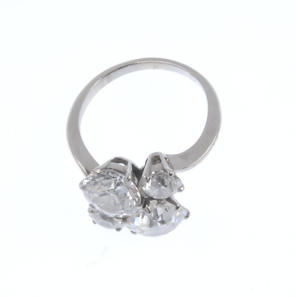 A diamond four-stone dress ring. The principal old-cut diamonds, weighing 2.31cts and 1.91cts - Image 2 of 5