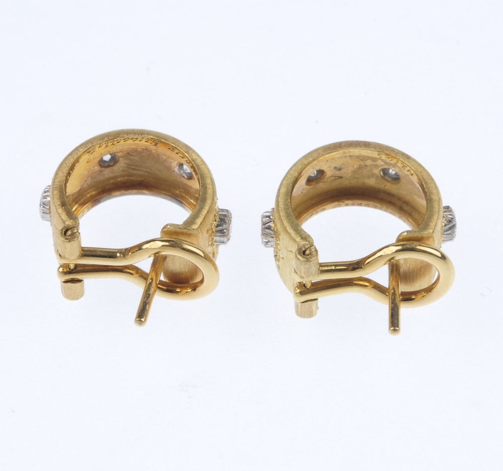 GIANMARIA BUCCELLATI - a pair of diamond ear hoops. Each of bi-colour design, comprising four - Image 3 of 3