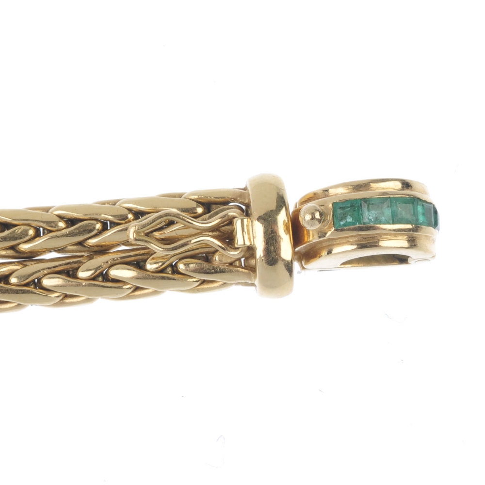 An 18ct gold diamond and gem-set bracelet. The looped rope-twist chain, with calibre-cut sapphire, - Image 3 of 5