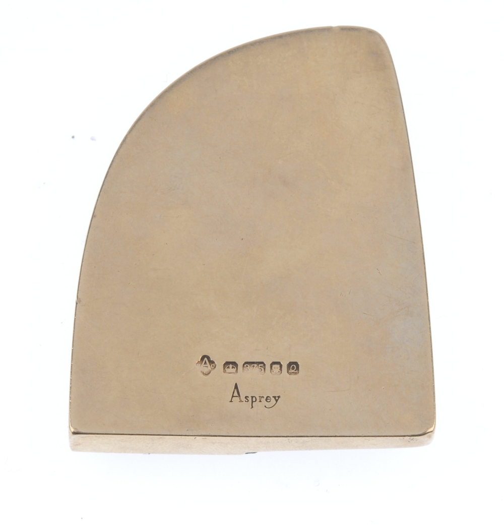 ASPREY - a 9ct gold mounted wooden sculptural panel. Of sail-shape outline, the wooden sculptural - Image 2 of 3