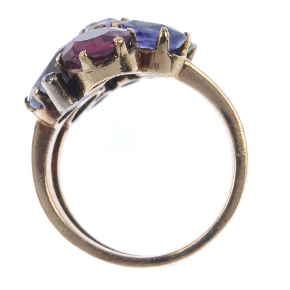 A set of mid 20th century multi-gem jewellery. To include a vari-shape multi-gem cluster ring with - Image 4 of 4