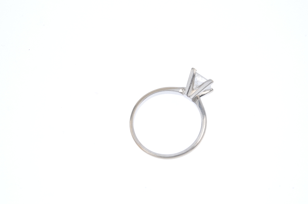 A diamond single-stone ring. The square-shape diamond, to the plain band. Diamond weight 1.04ct, - Image 4 of 4