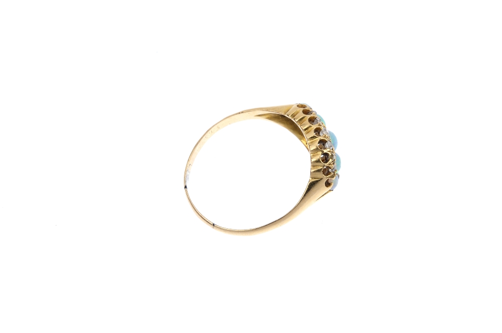 A late 19th century gold opal and diamond dress ring. The graduated circular-shape opal cabochon - Image 4 of 4