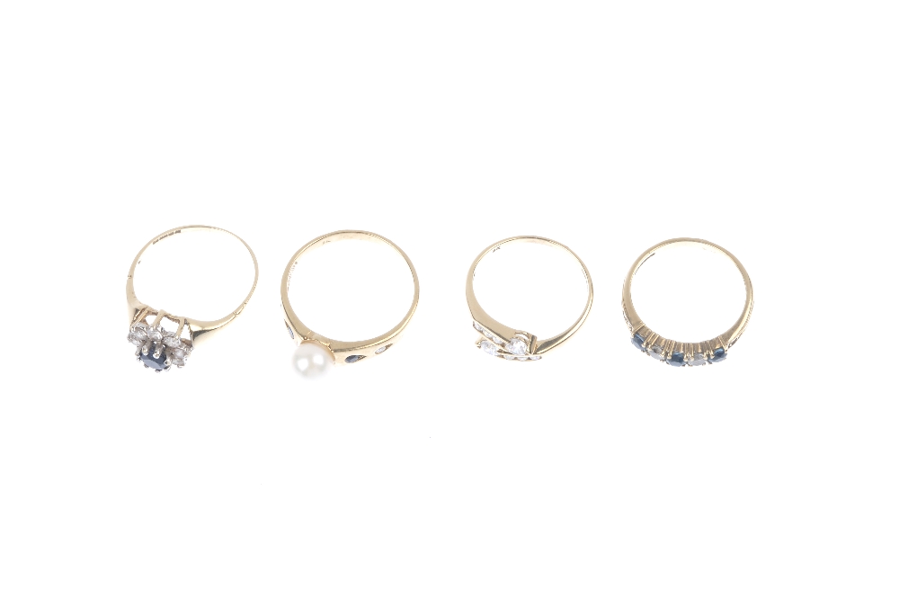 A selection of eight gem-set dress rings. To include a circular-shape sapphire and cubic zirconia - Image 2 of 3