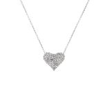 A diamond pendant. The pave-set diamond heart, suspended from a trace-link chain. Estimated total