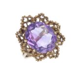 (120207 A selection of 9ct gold jewellery. To include a ring designed as a circular-shape amethyst