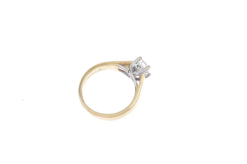 An 18ct gold diamond single-stone ring. The square-shape diamond, to the plain band. Diamond - Image 4 of 4