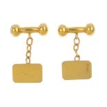 A pair of late Victorian 15ct gold cufflinks. Each designed as rectangular-shape panel and