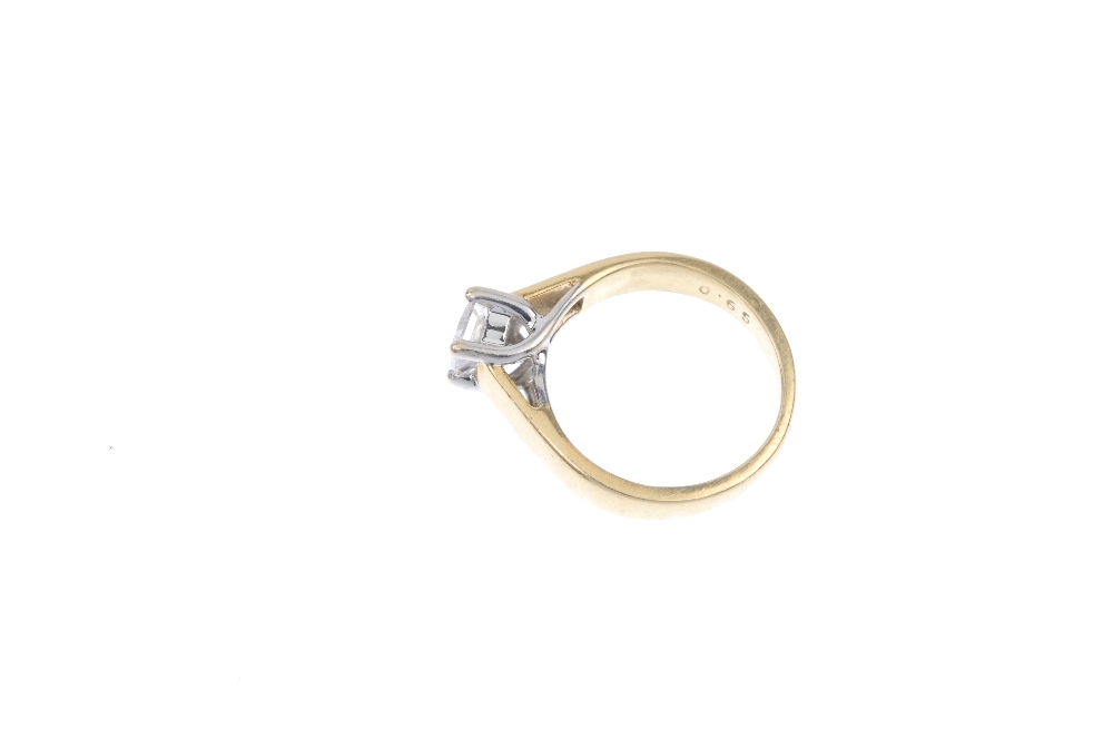 An 18ct gold diamond single-stone ring. The square-shape diamond, to the plain band. Diamond - Image 3 of 4