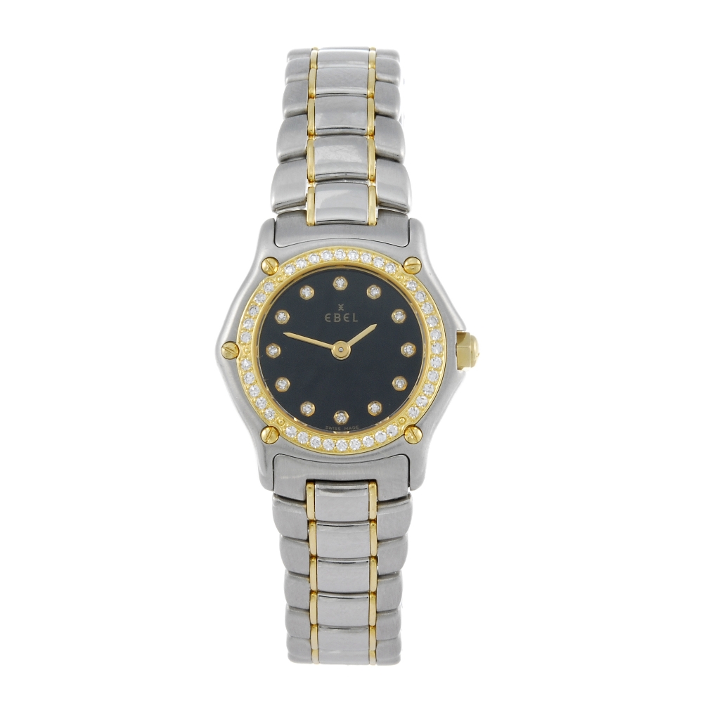 EBEL - a lady's 1911 bracelet watch. Stainless steel case with factory diamond set yellow gold