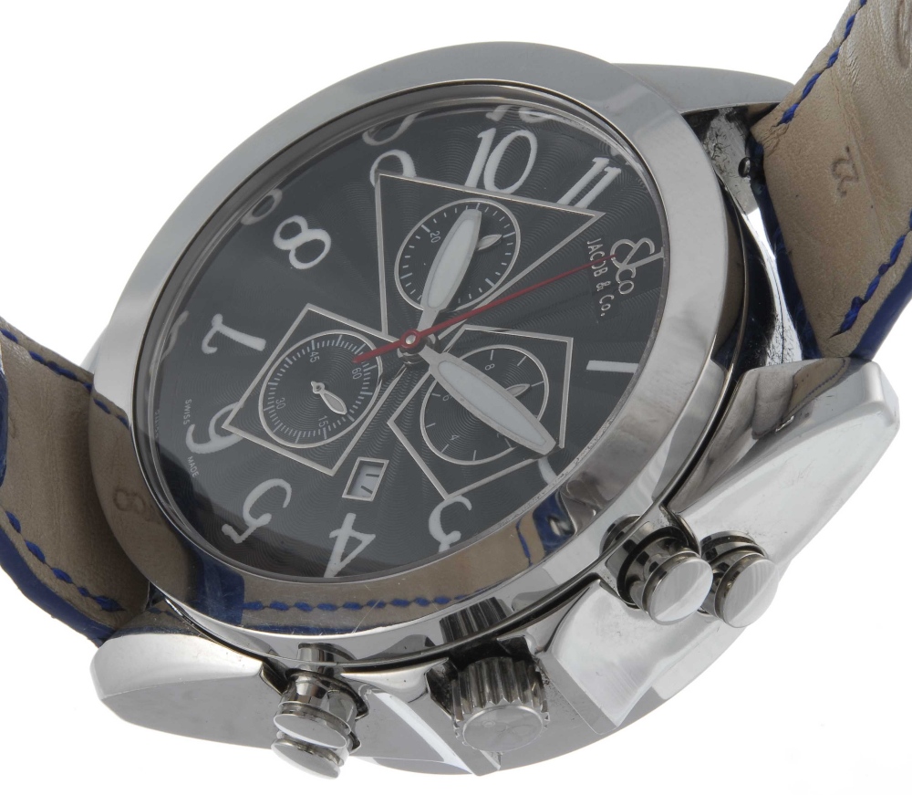 JACOB & CO. - a gentleman's Six Time Zones chronograph wrist watch. Stainless steel case. Numbered - Image 2 of 4