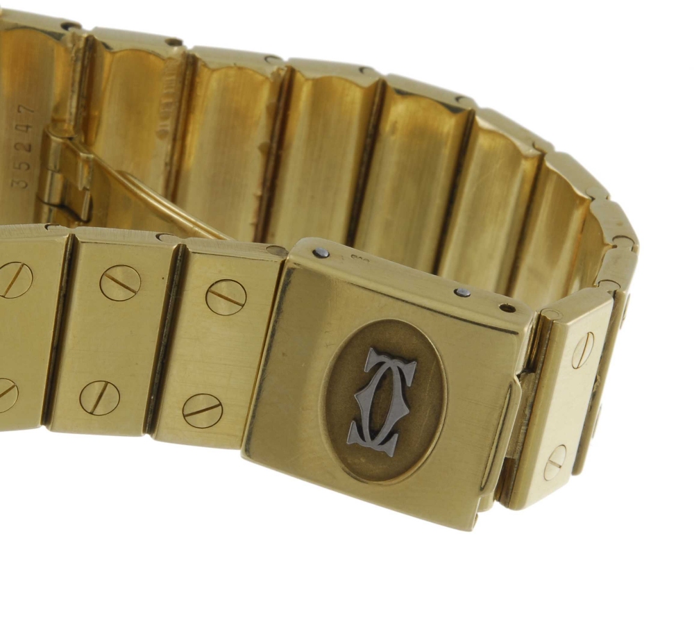 CARTIER - a Santos bracelet watch. Yellow metal case, stamped 18k 750 with poincon. Signed automatic - Image 4 of 4