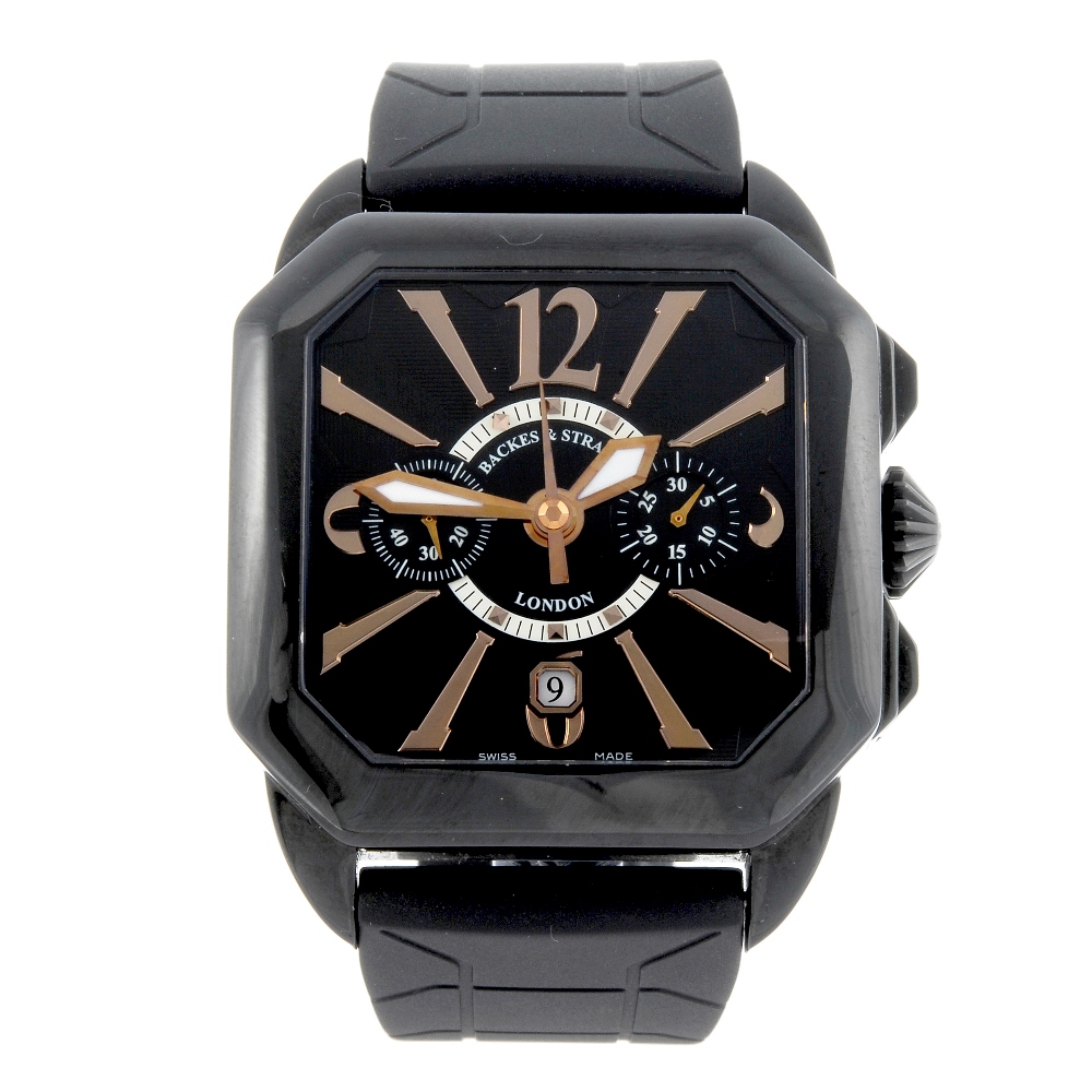 BACKES & STRAUSS - a gentleman's Black Knight chronograph wrist watch. Ceramic case with stainless