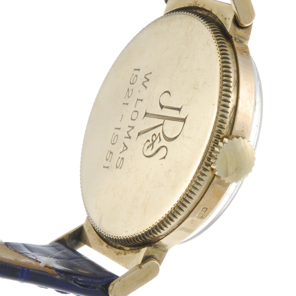 WALKER & HALL - a gentleman's wrist watch. 9ct gold case with personal engraving to case back, - Image 2 of 5