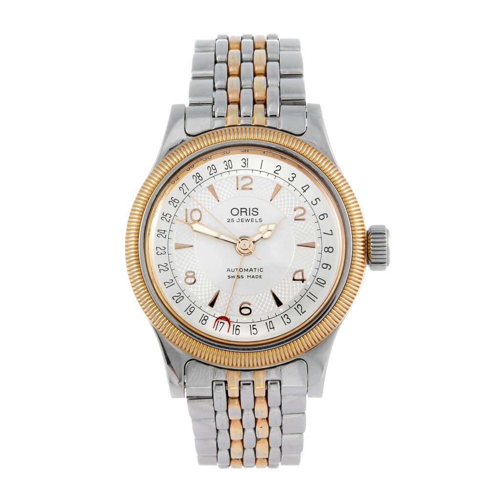 ORIS - a gentleman's Big Crown bracelet watch. Stainless steel case with gold plated bezel and