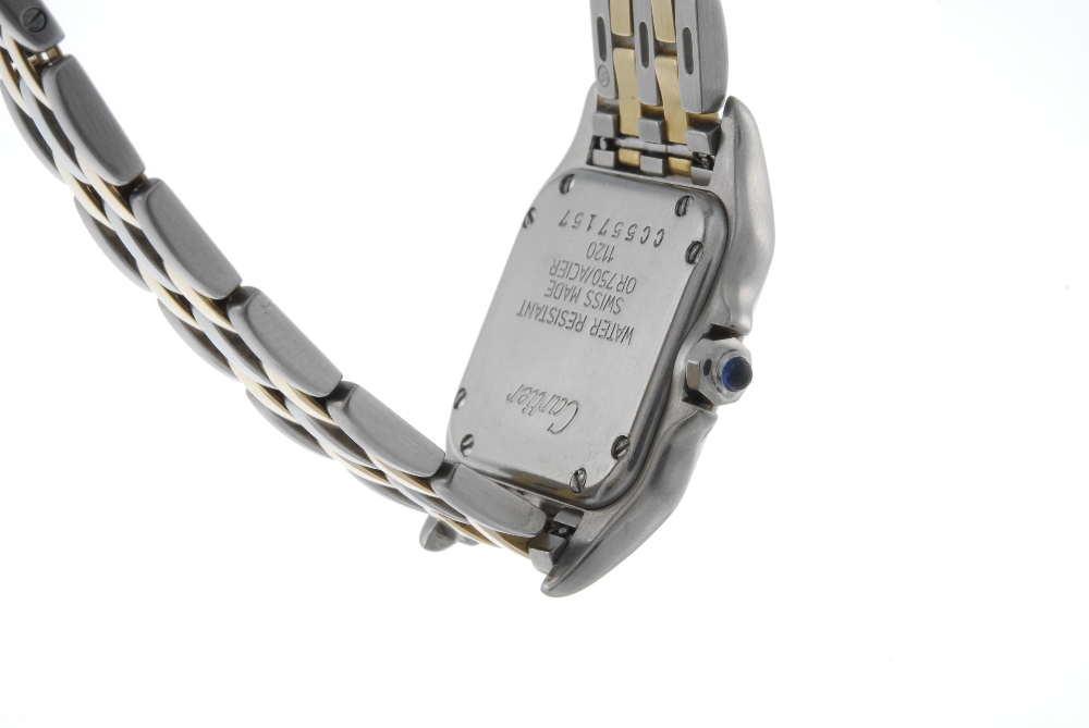 CARTIER - a Panthere bracelet watch. Stainless steel case with yellow metal bezel. Reference 1120, - Image 3 of 4