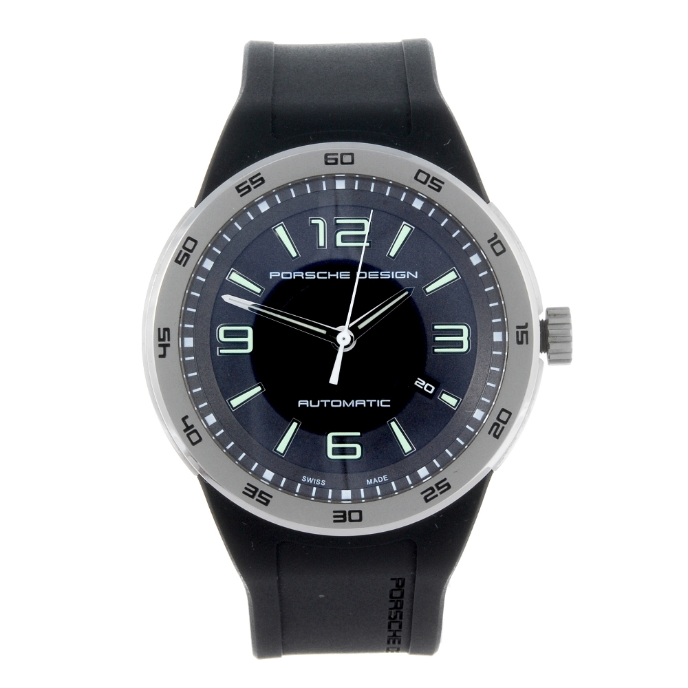 PORSCHE DESIGN - a gentleman's Flat Six wrist watch. Stainless steel case with calibrated bezel.