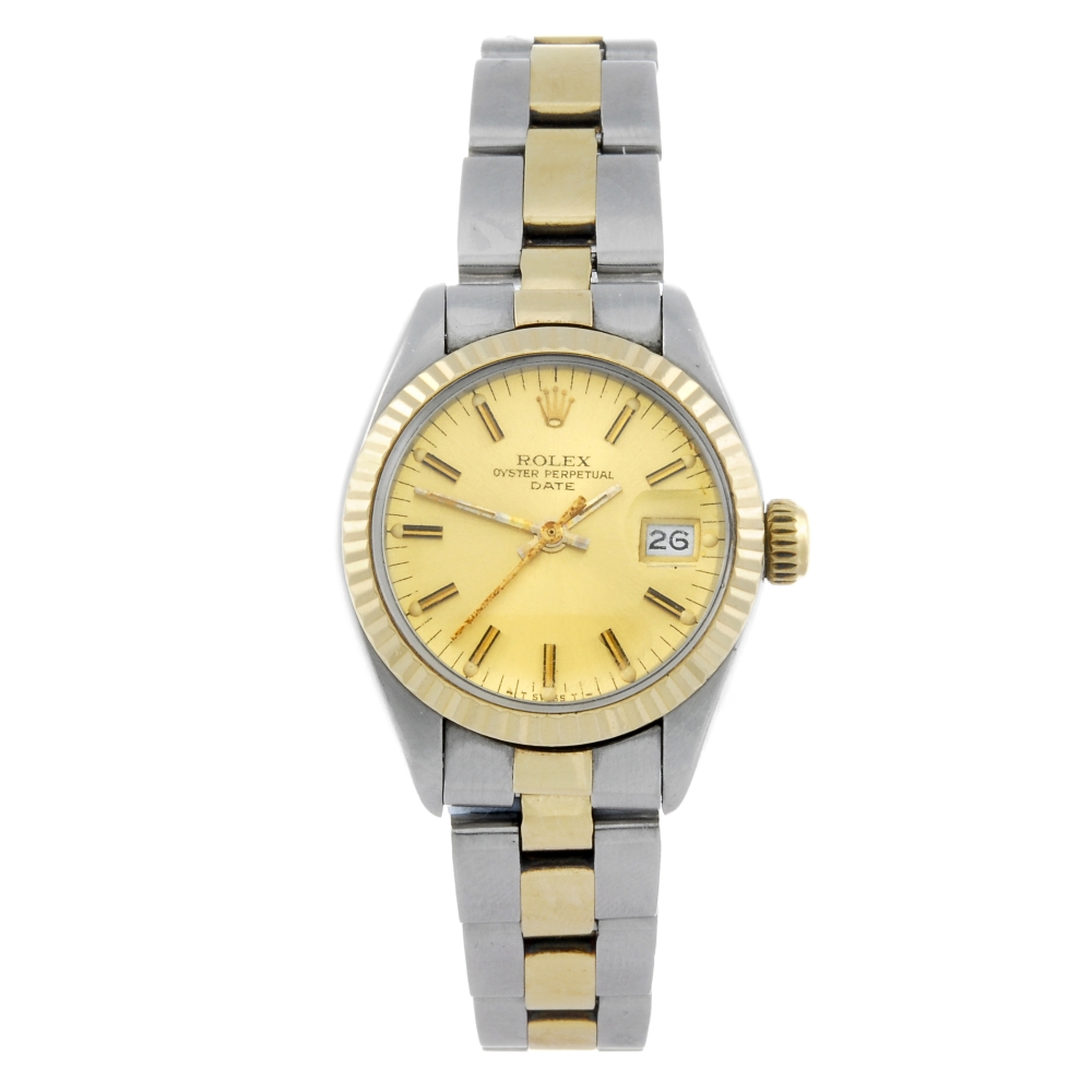 ROLEX - a lady's Oyster Perpetual Datejust bracelet watch. Circa 1980. Stainless steel case with